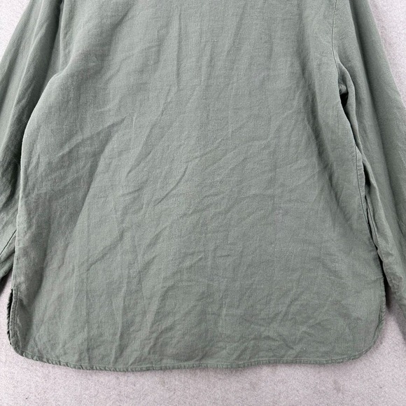 Zara Top Womens LG Linen Viscose Slouchy Sage Green Button Down Crop Blouse - Picture 7 of 15